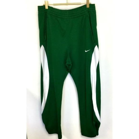 Vintage Nike Mens Green Team Fit Dry Pull On Snap Bottom Sweatpants Size Medium - Picture 1 of 10